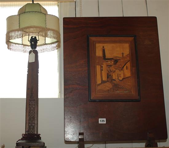 1930s table lamp & fire screen